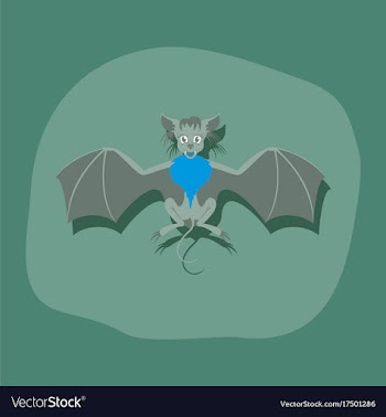 Paper sticker on stylish background cute bat vector image