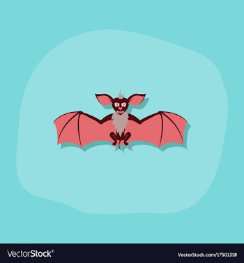 Paper sticker on stylish background cute bat vector image