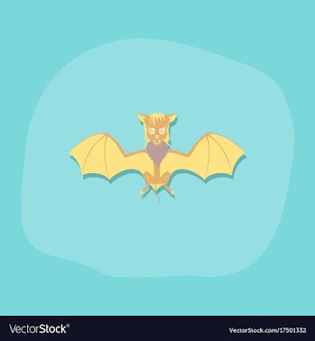 Paper sticker on stylish background cute bat vector image