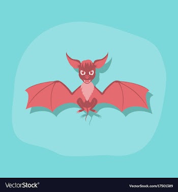 Paper sticker on stylish background cute bat vector image