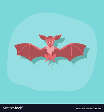 Paper sticker on stylish background cute bat vector image