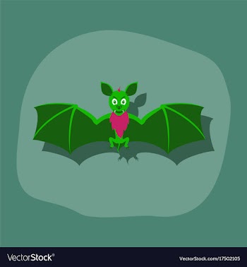 Paper sticker on stylish background cute bat vector image