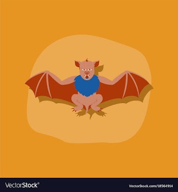 Paper sticker on stylish background cute bat vector image