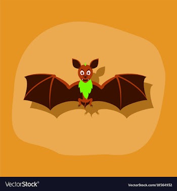 Paper sticker on stylish background cute bat vector image