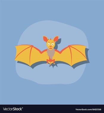 Paper sticker on stylish background cute bat vector image