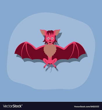 Paper sticker on stylish background cute bat vector image