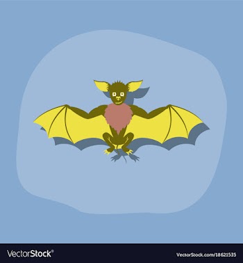 Paper sticker on stylish background cute bat vector image