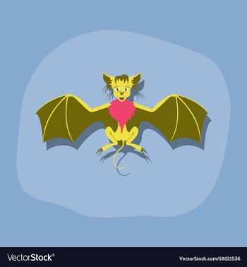 Paper sticker on stylish background cute bat vector image