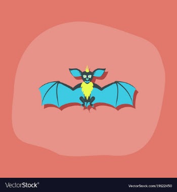 Paper sticker on stylish background cute bat vector image