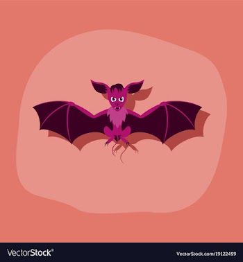 Paper sticker on stylish background cute bat vector image