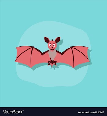 Paper sticker on stylish background cute bat vector image