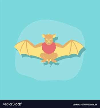 Paper sticker on stylish background cute bat vector image
