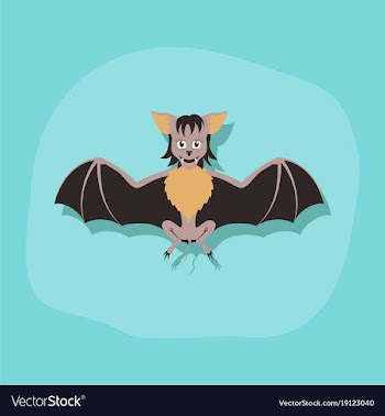 Paper sticker on stylish background cute bat vector image