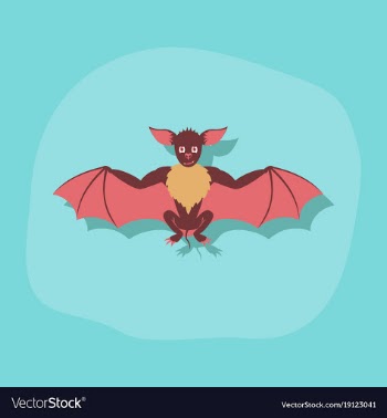 Paper sticker on stylish background cute bat vector image