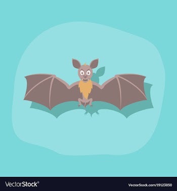 Paper sticker on stylish background cute bat vector image