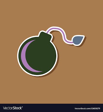 Paper sticker on stylish background dangerous bomb vector image