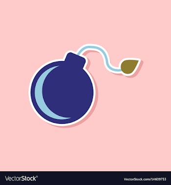 Paper sticker on stylish background dangerous bomb vector image
