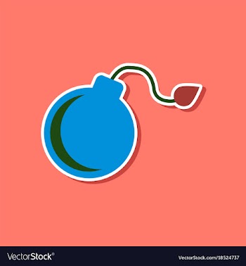 Paper sticker on stylish background dangerous bomb vector image