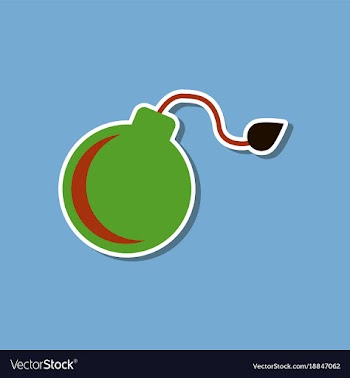 Paper sticker on stylish background dangerous bomb vector image