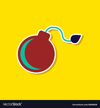 Paper sticker on stylish background dangerous bomb vector image