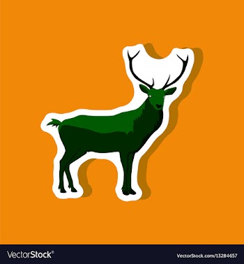 Paper sticker on stylish background deer vector image