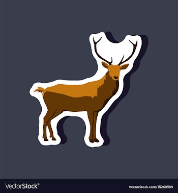 Paper sticker on stylish background deer vector image
