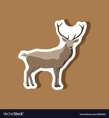 Paper sticker on stylish background deer vector image