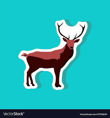 Paper sticker on stylish background deer vector image