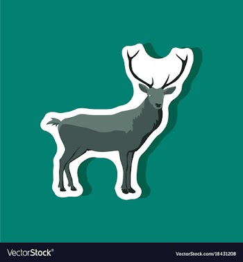 Paper sticker on stylish background deer vector image