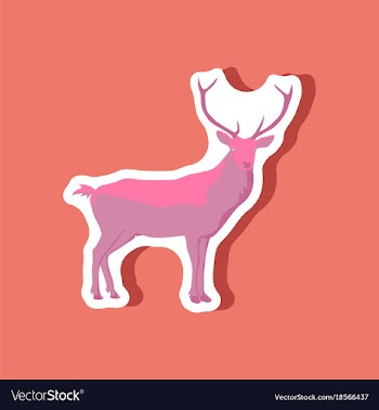 Paper sticker on stylish background deer vector image