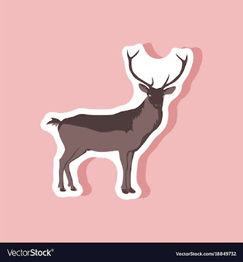 Paper sticker on stylish background deer vector image