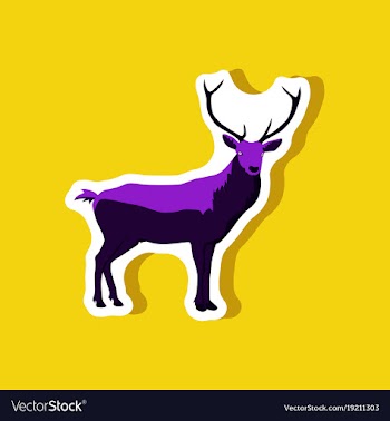 Paper sticker on stylish background deer vector image