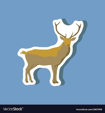 Paper sticker on stylish background deer vector image