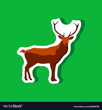 Paper sticker on stylish background deer vector image