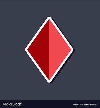Paper sticker on stylish background diamonds suit vector image