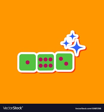 Paper sticker on stylish background dice lucky vector image