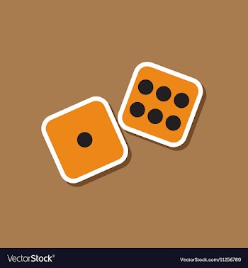 Paper sticker on stylish background dice lucky vector image