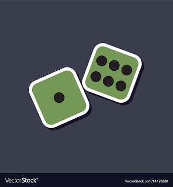 Paper sticker on stylish background dice lucky vector image