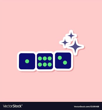Paper sticker on stylish background dice lucky vector image