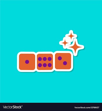 Paper sticker on stylish background dice lucky vector image