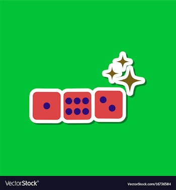Paper sticker on stylish background dice lucky vector image