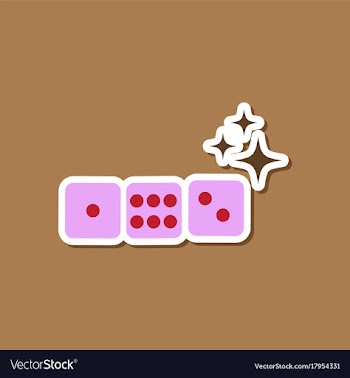 Paper sticker on stylish background dice lucky vector image