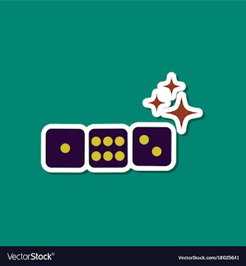 Paper sticker on stylish background dice lucky vector image