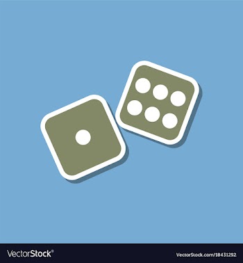 Paper sticker on stylish background dice lucky vector image