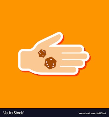 Paper sticker on stylish background dices in hand vector image