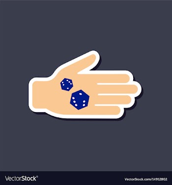 Paper sticker on stylish background dices in hand vector image