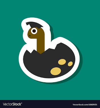 Paper sticker on stylish background dinosaur egg vector image