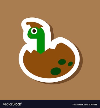 Paper sticker on stylish background dinosaur egg vector image