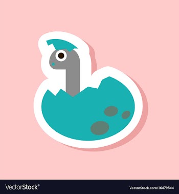 Paper sticker on stylish background dinosaur egg vector image
