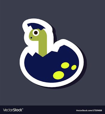 Paper sticker on stylish background dinosaur egg vector image